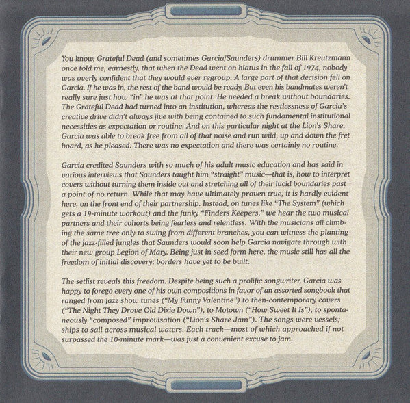 GarciaLive Volume Six (July 5th 1973, Lion's Share) (CD) | Mint (M) Mint (M) - ROCK *NEW/CD*