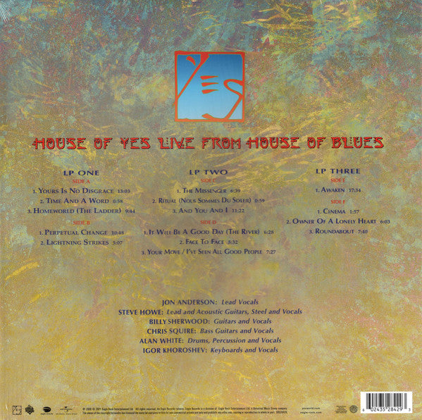 House Of Yes: Live From The House Of Blues (3xCOLOR VINYL) | Mint (M) Mint (M) - ROCK *NEW/COLOR*
