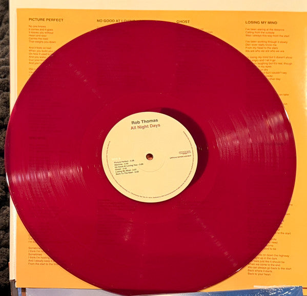 Rob Thomas - All Night Days (RED VINYL) *SIGNED* | Mint (M) Mint (M) - ROCK *NEW/COLOR*
