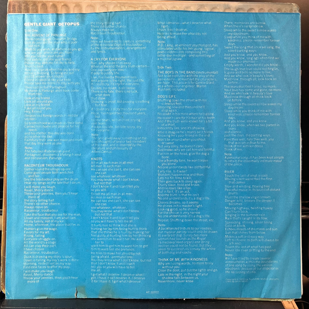 Gentle Giant - Octopus (VINYL LP) | USED Excellent (EX) Excellent (EX) - ROCK/PROG / USED *EXCELLENT*