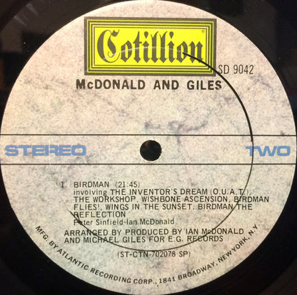 McDonald & Giles - McDonald And Giles (VINYL LP) | Very Good Plus (VG+) Very Good Plus (VG+) - ROCK/PROG / USED *VERY GOOD+*