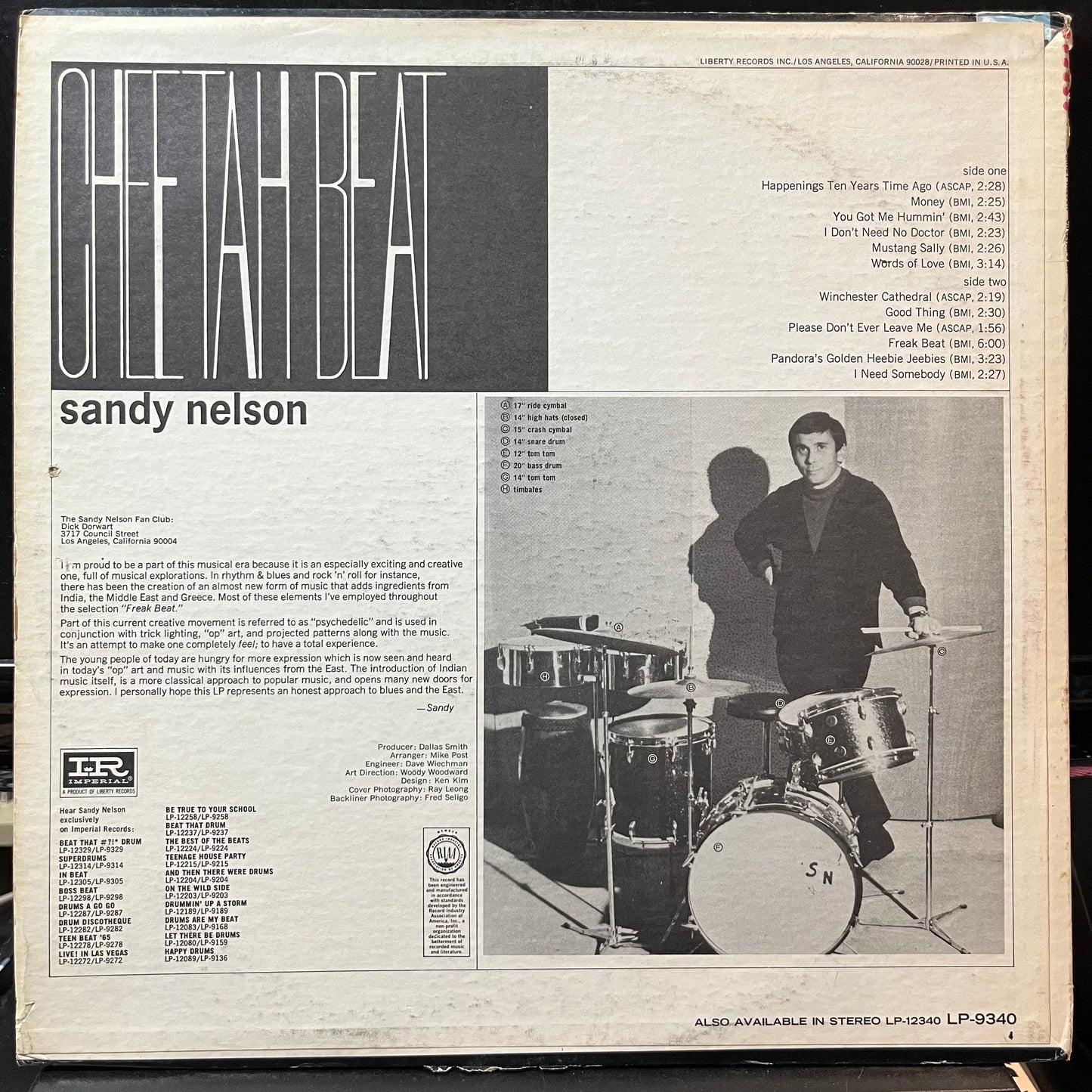 Sandy Nelson - Cheetah Beat (VINYL LP IMPERIAL LP-9340 1967) | Excellent+ (EX+) Excellent (EX) - ROCK/PSYCH / USED *EXCELLENT+*