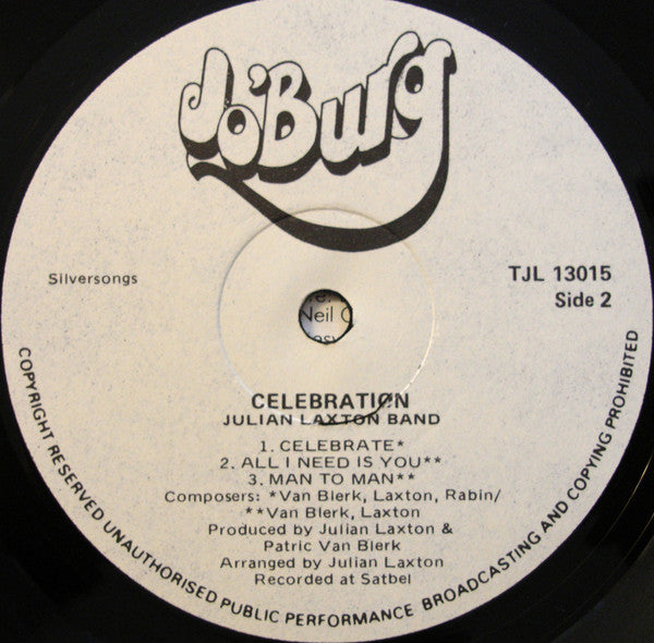 The Julian Laxton Band - Celebration (VINYL LP) | Excellent+ (EX+) Excellent (EX) - ROCK/PSYCH / USED *EXCELLENT+*