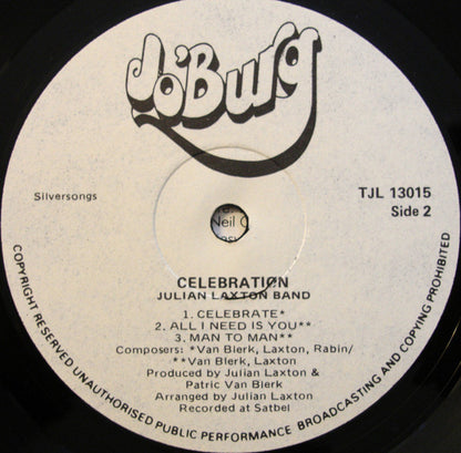 The Julian Laxton Band - Celebration (VINYL LP) | Excellent+ (EX+) Excellent (EX) - ROCK/PSYCH / USED *EXCELLENT+*