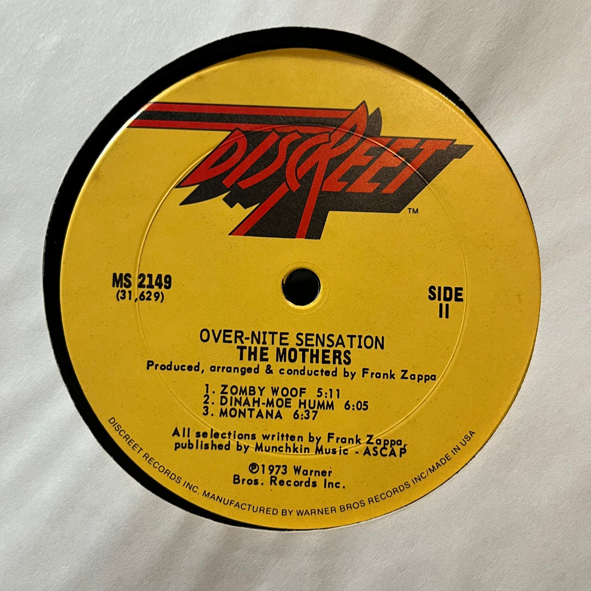 The Mothers - Over-Nite Sensation (VINYL LP DISCREET MS 2149 1973) | Excellent (EX) Very Good Plus (VG+) - ROCK/PSYCH / USED *EXCELLENT*