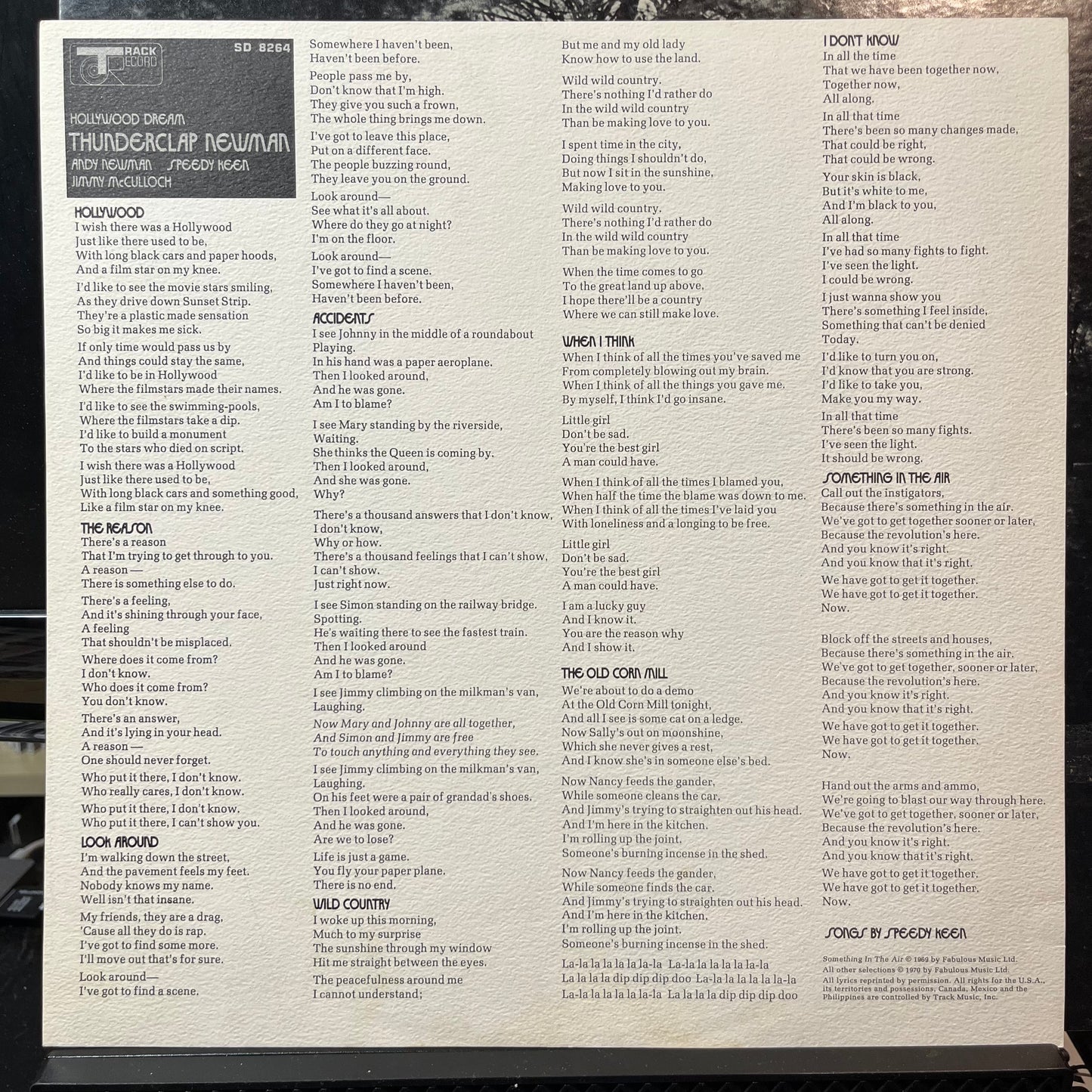 Thunderclap Newman - Hollywood Dream (VINYL LP TRACK RECORD SD 8264 1970) | USED Near Mint- (NM-) Very Good (VG) - ROCK/PSYCH / USED *NEAR MINT-*