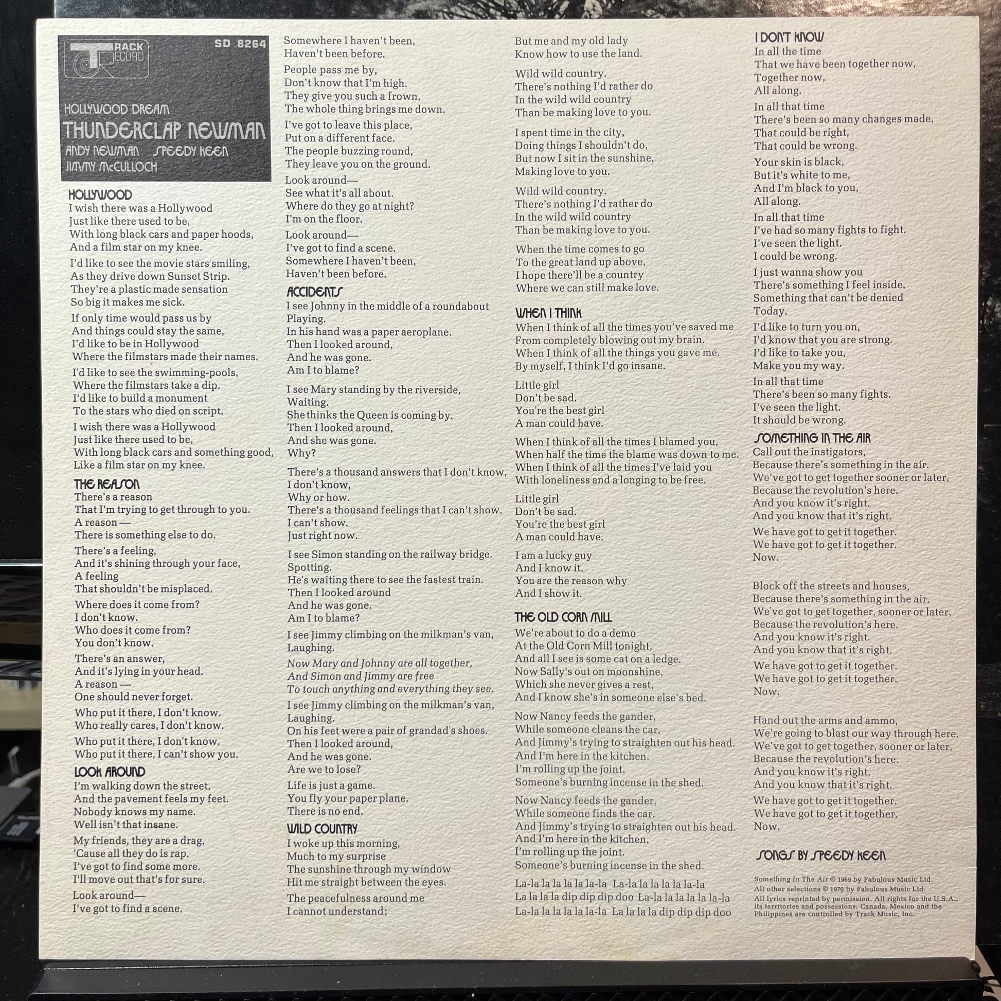 Thunderclap Newman - Hollywood Dream (VINYL LP TRACK RECORD SD 8264 1970) | USED Near Mint- (NM-) Very Good (VG) - ROCK/PSYCH / USED *NEAR MINT-*