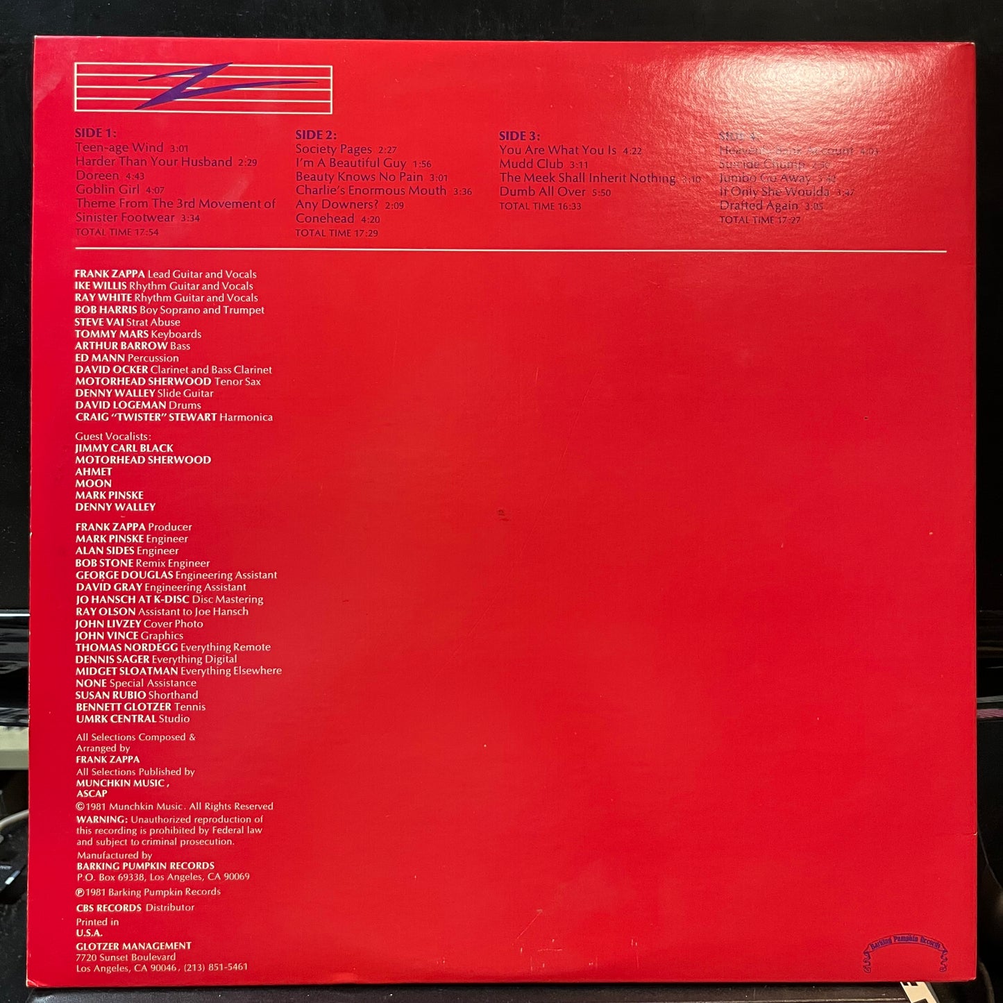 Frank Zappa - You Are What You Is (VINYL 2xLP BARKING PUMPKIN PW2 37537 1981) | Near Mint (NM or M-) Near Mint (NM) - ROCK/PSYCH / USED *NEAR MINT*