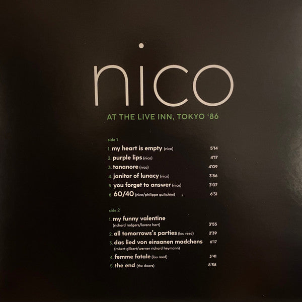Nico (3) - At The Live Inn, Tokyo '86 | Mint (M) Mint (M) - ROCK *SEALED/RSD/COLOR*