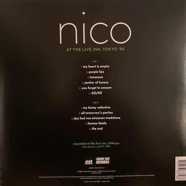 Nico (3) At The Live Inn, Tokyo '86 LP Mint (M) Mint (M)
