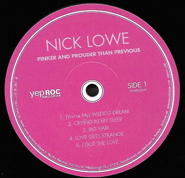 Nick Lowe Pinker And Prouder Than Previous LP Mint (M) Mint (M)