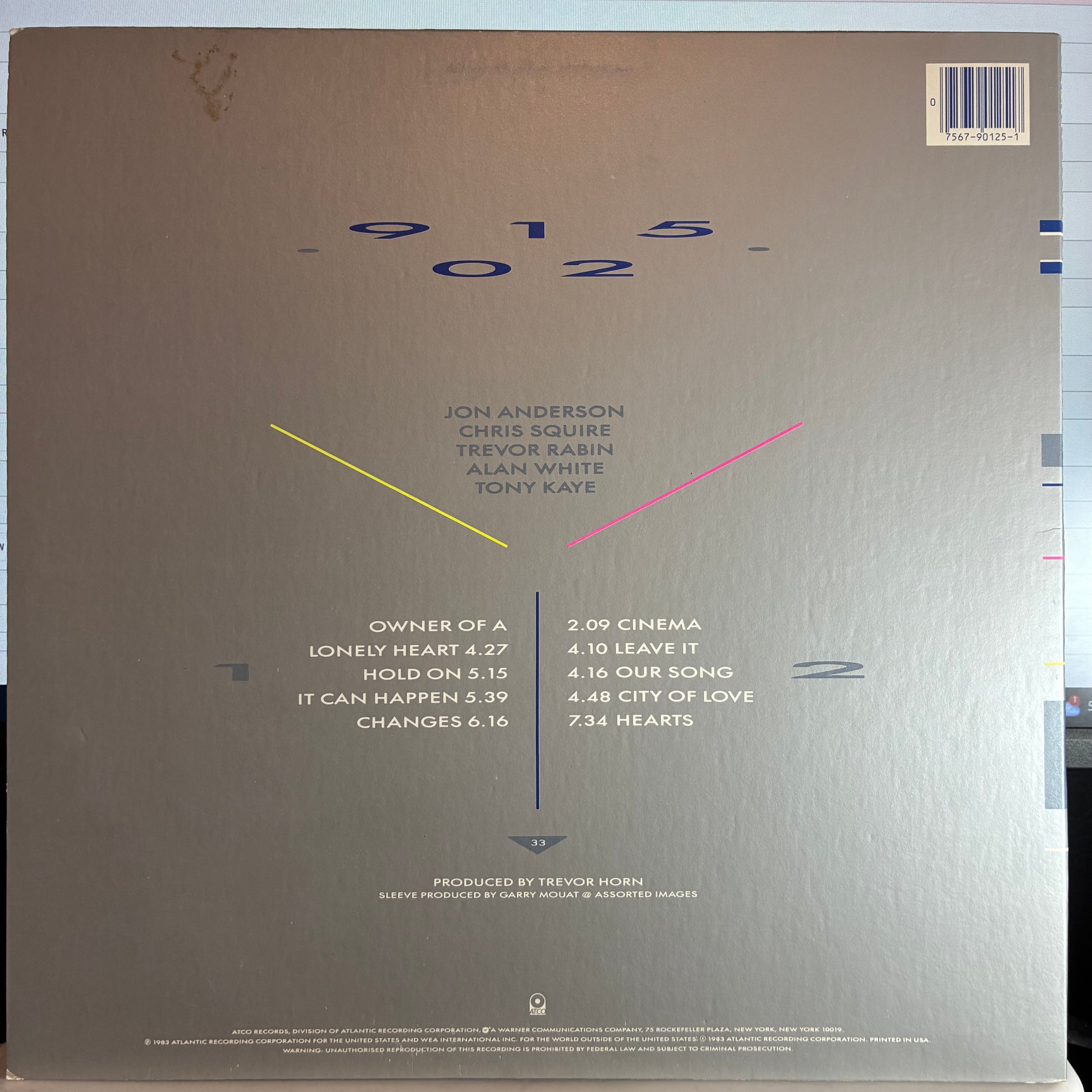 Yes - 90125 (VINYL) | Excellent+ (EX+) Excellent (EX) - ROCK / USED *EXCELLENT+*