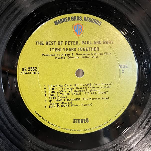 The Best Of Peter, Paul And Mary: (Ten) Years Together (VINYL) | Excellent+ (EX+) Very Good Plus (VG+) - ROCK / USED *EXCELLENT+*