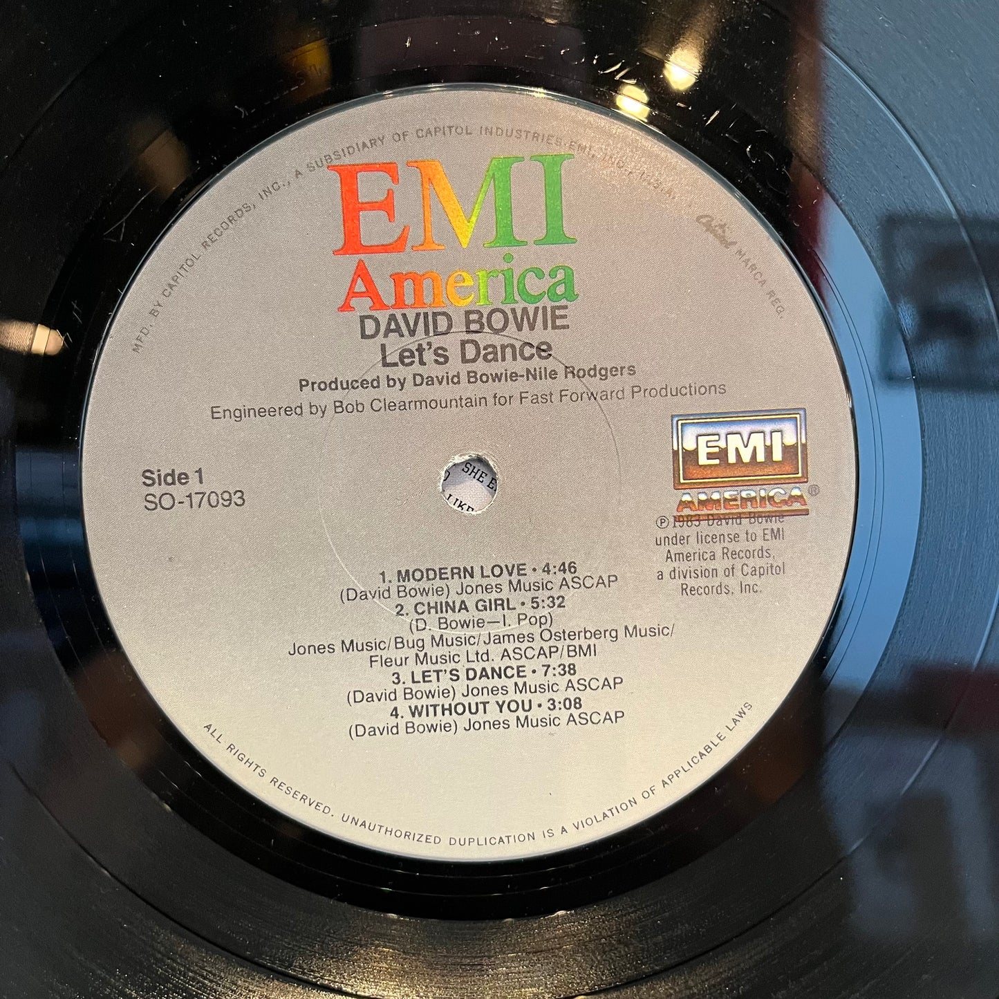 David Bowie Let's Dance *WINCHESTER* LP Excellent (EX) Near Mint (NM or M-)