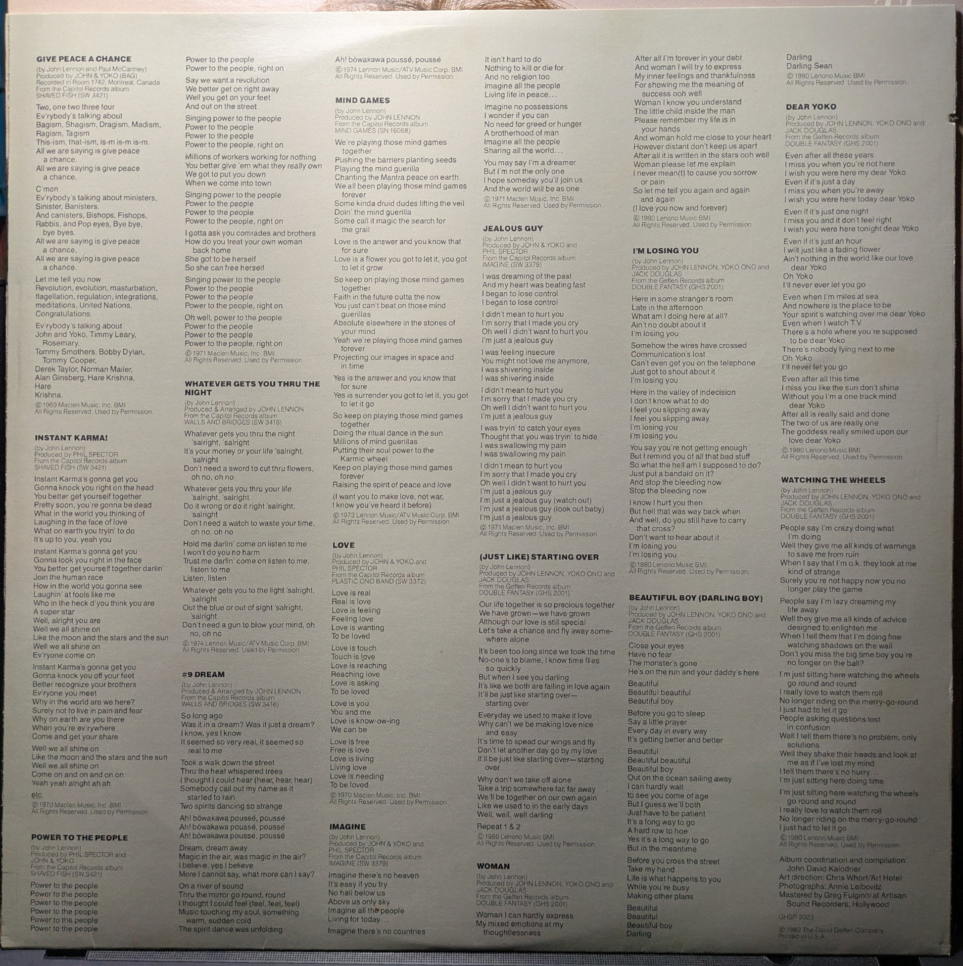The John Lennon Collection (VINYL) | Excellent+ (EX+) Excellent (EX) - ROCK / USED *EXCELLENT+*
