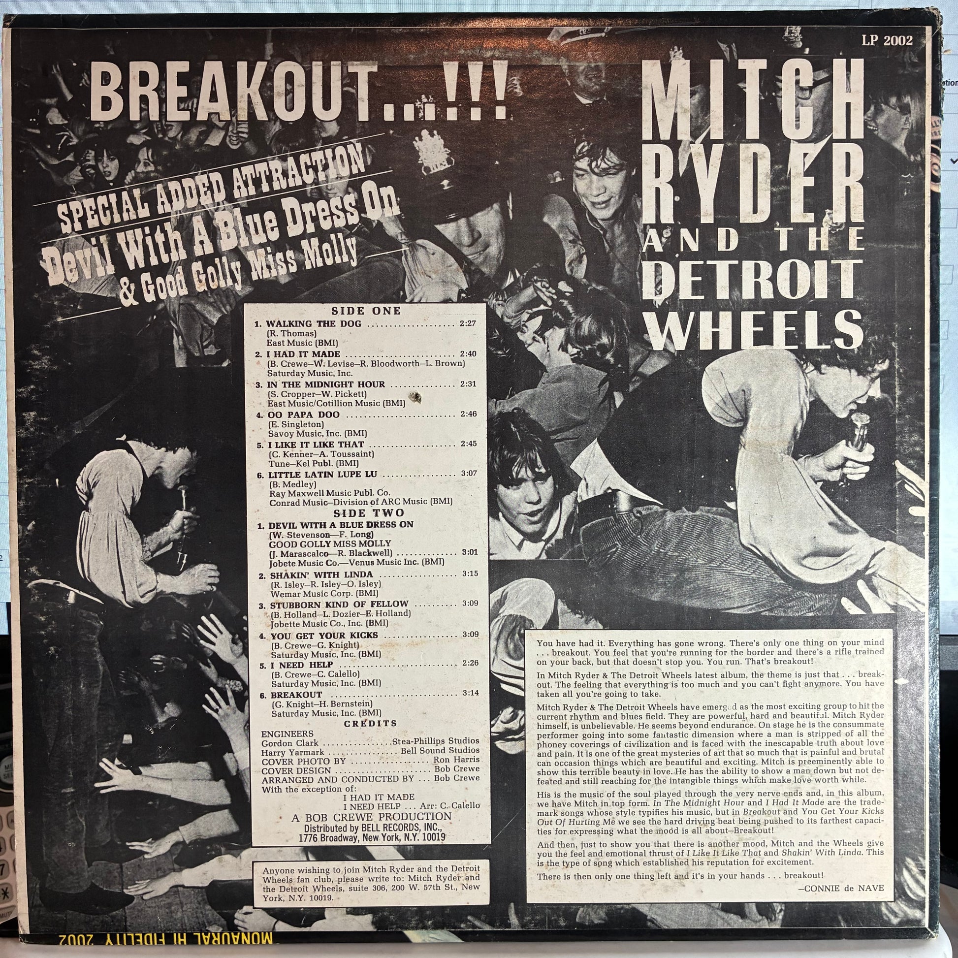Mitch Ryder & The Detroit Wheels - Breakout…!!! (VINYL) | Excellent+ (EX+) Very Good Plus (VG+) - ROCK / USED *EXCELLENT+*