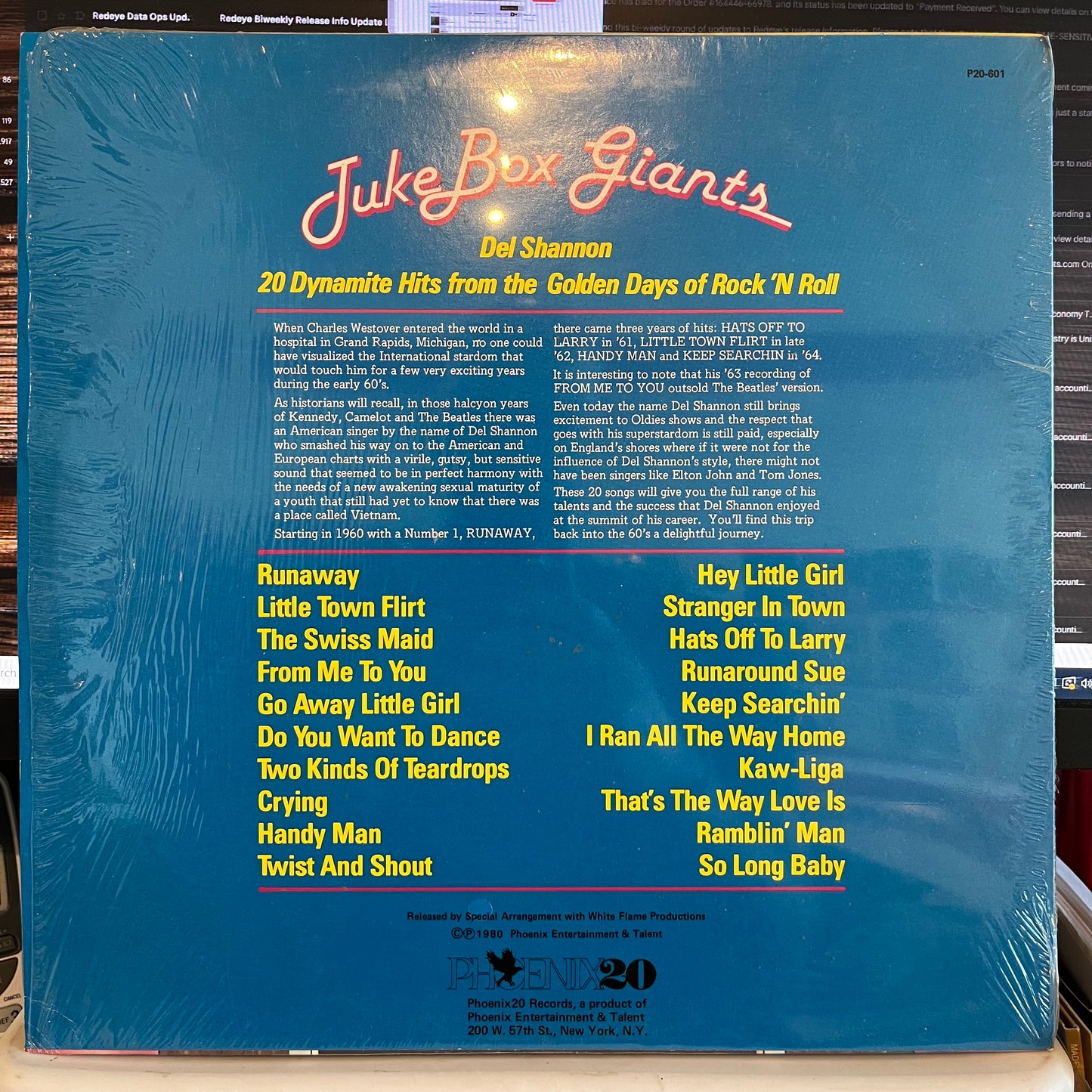 Del Shannon Juke Box Giants LP Excellent (EX) Near Mint (NM or M-)