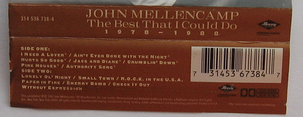 The Best That I Could Do (1978-1988) (CASSETTE) | Excellent+ (EX+) Excellent (EX) - ROCK / USED *EXCELLENT+*