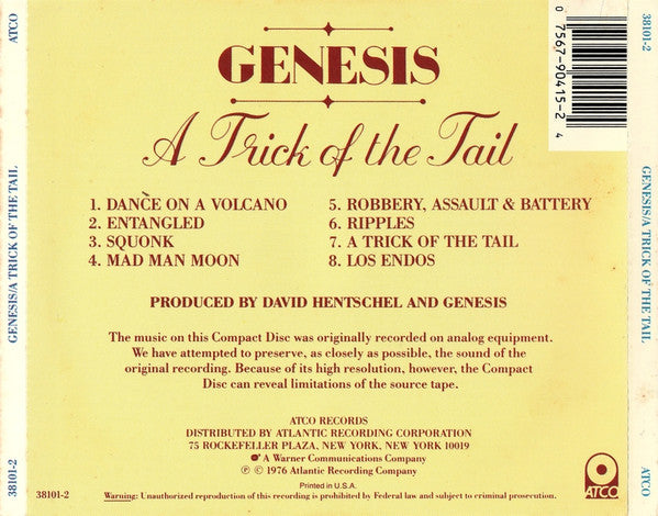A Trick Of The Tail (CD) | Excellent+ (EX+) Near Mint- (NM-) - ROCK / USED *EXCELLENT+*