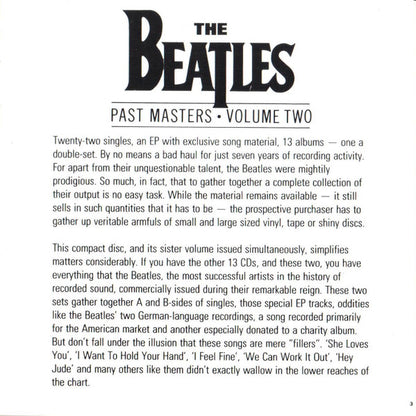The Beatles - Past Masters: Volume Two (CD CANADA) | Excellent+ (EX+) Excellent (EX) - ROCK / USED *EXCELLENT+*