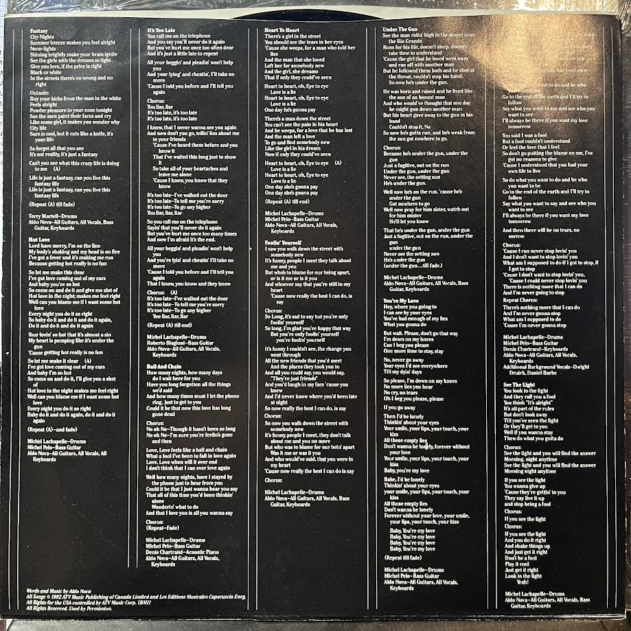 Aldo Nova (VINYL) | Excellent+ (EX+) Near Mint (NM) - ROCK / USED *EXCELLENT+*