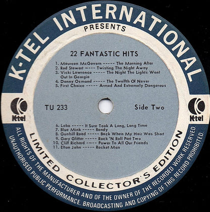 Various - Fantastic 22 Original Hits 22 Original Stars *SONIC* | Excellent (EX) Very Good (VG) - ROCK / USED *EXCELLENT+*