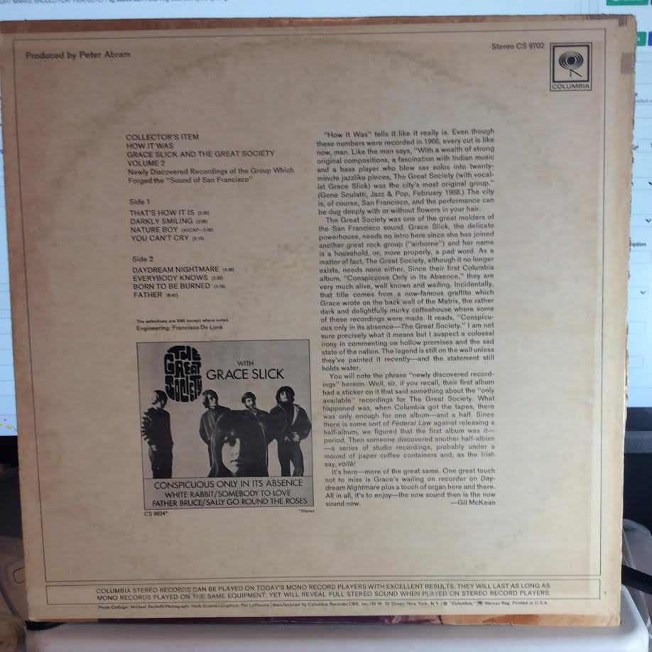 Grace Slick - Vol.2 Collector's Item How It Was (VINYL LP) | Excellent+ (EX+) Very Good (VG) - ROCK / USED *EXCELLENT+*