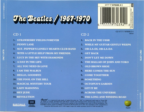 The Beatles - 1967-1970 (2xCD CANADA) | Excellent+ (EX+) Excellent+ (EX+) - ROCK / USED *EXCELLENT+*