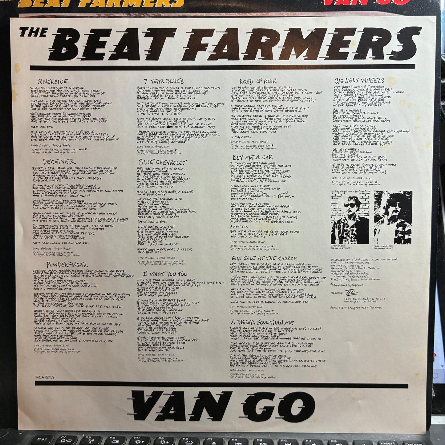 The Beat Farmers - Van Go (VINYL) | Excellent (EX) Excellent (EX) - ROCK / USED *EXCELLENT*
