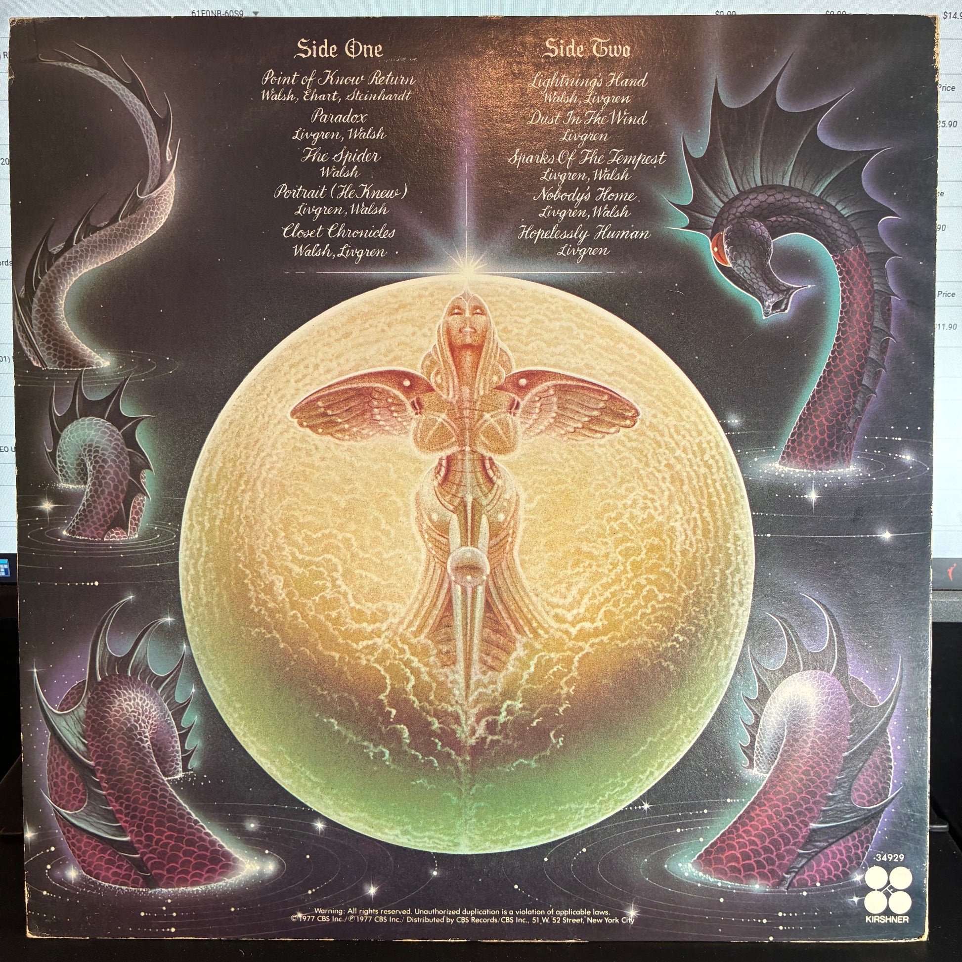 Kansas (2) - Point Of Know Return (VINYL LP Kirshner ‎– JZ 34929) | USED Excellent (EX) Excellent+ (EX+) - ROCK / USED *EXCELLENT*