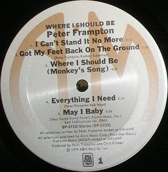 Peter Frampton - Where I Should Be | Excellent (EX) Excellent (EX) - ROCK / USED *EXCELLENT*