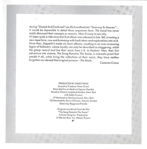 The Soundtrack From The Film The Song Remains The Same (2xCD) | Excellent (EX) Excellent+ (EX+) - ROCK / USED *EXCELLENT*
