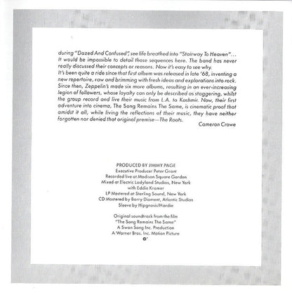 The Soundtrack From The Film The Song Remains The Same (2xCD) | Excellent (EX) Excellent+ (EX+) - ROCK / USED *EXCELLENT*