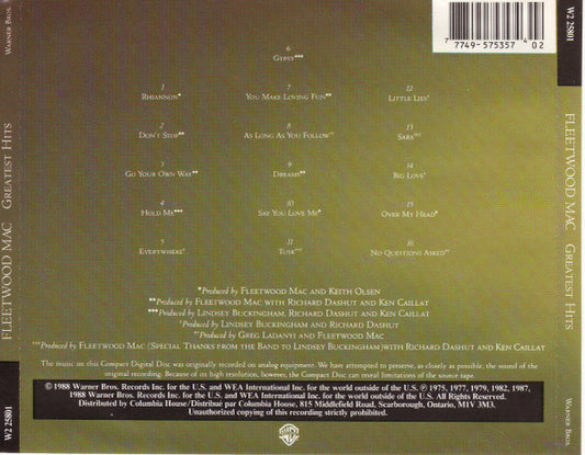 Fleetwood Mac - Greatest Hits (CD CANADA) | Excellent (EX) - ROCK / USED *EXCELLENT*