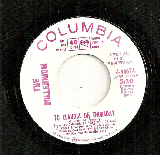 To Claudia On Thursday (7") | Excellent (EX) Generic - ROCK / USED *EXCELLENT*