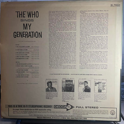 The Who Sings My Generation (VINYL) | Excellent (EX) Very Good Plus (VG+) - ROCK / USED *EXCELLENT*