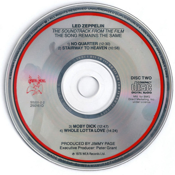 The Soundtrack From The Film The Song Remains The Same (2xCD) | Excellent (EX) Excellent+ (EX+) - ROCK / USED *EXCELLENT*