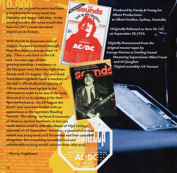 AC/DC - High Voltage (CD Epic – EK 80201) | USED Excellent (EX) Near Mint (NM) - ROCK / USED *EXCELLENT*