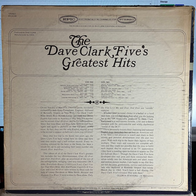 The Dave Clark Five's Greatest Hits (VINYL) | Excellent (EX) Very Good Plus (VG+) - ROCK / USED *EXCELLENT*