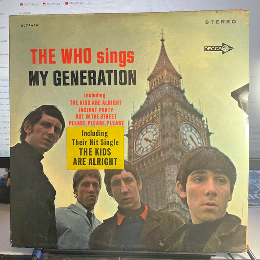 The Who Sings My Generation (VINYL) | Excellent (EX) Very Good Plus (VG+) - ROCK / USED *EXCELLENT*