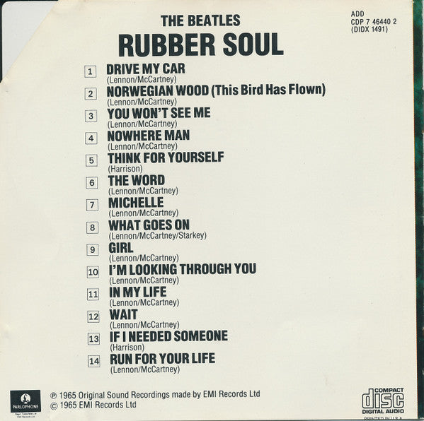 The Beatles - Rubber Soul (CD) | Excellent (EX) Excellent (EX) -ROCK / USED *EXCELLENT*
