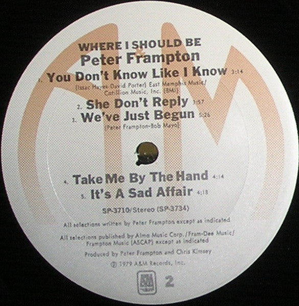 Peter Frampton - Where I Should Be | Excellent (EX) Excellent (EX) - ROCK / USED *EXCELLENT*