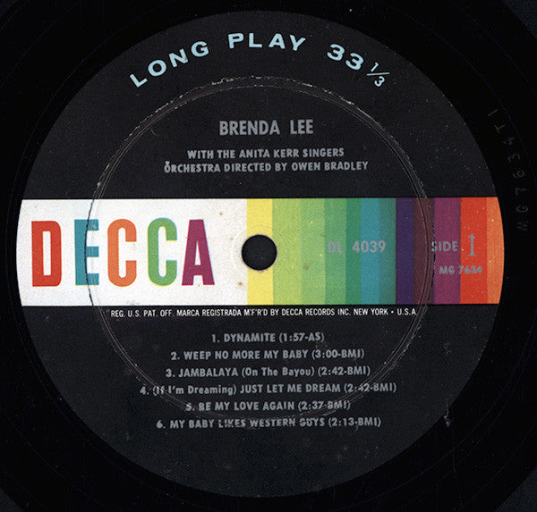 Brenda Lee - Brenda Lee *GLOVERSVILLE* | Good Plus (G+) Very Good (VG) - ROCK / USED *GOOD++*