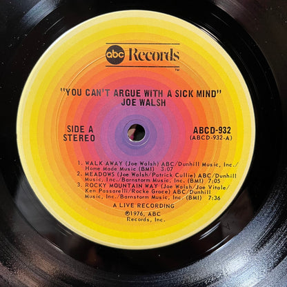 Joe Walsh - You Can't Argue With A Sick Mind (VINYL LP ABC ABCD-932 1976) | USED - ROCK / USED *NEAR MINT-*