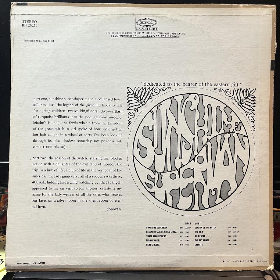 Sunshine Superman (VINYL) | Near Mint- (NM-) Excellent (EX) - ROCK / USED *NEAR MINT-*