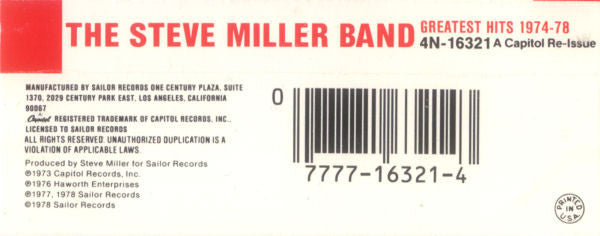 Steve Miller Band - Greatest Hits 1974-78 *CASSETTE* | Near Mint (NM) Near Mint (NM) - ROCK / USED *NEAR MINT*