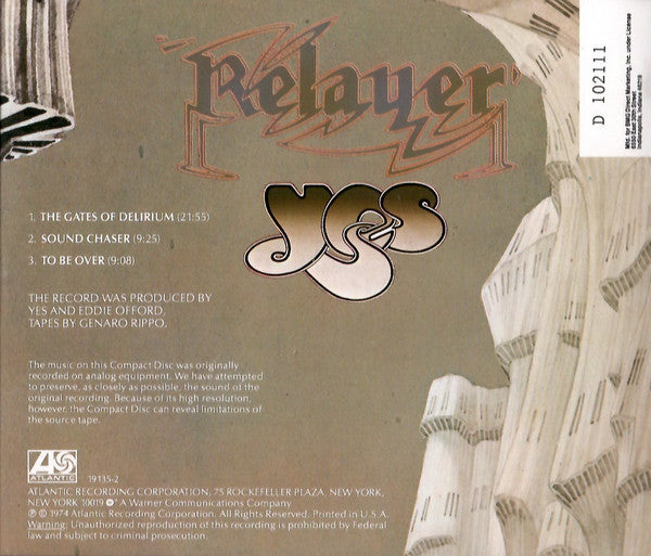 Relayer (CD) | Near Mint (NM) Near Mint (NM) - ROCK / USED *NEAR MINT*
