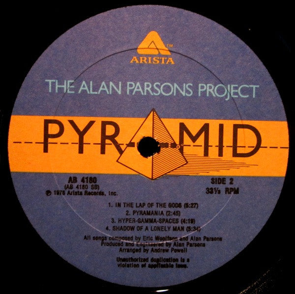 The Alan Parsons Project Pyramid *ALL DISC* LP Near Mint (NM or M-) Excellent (EX)