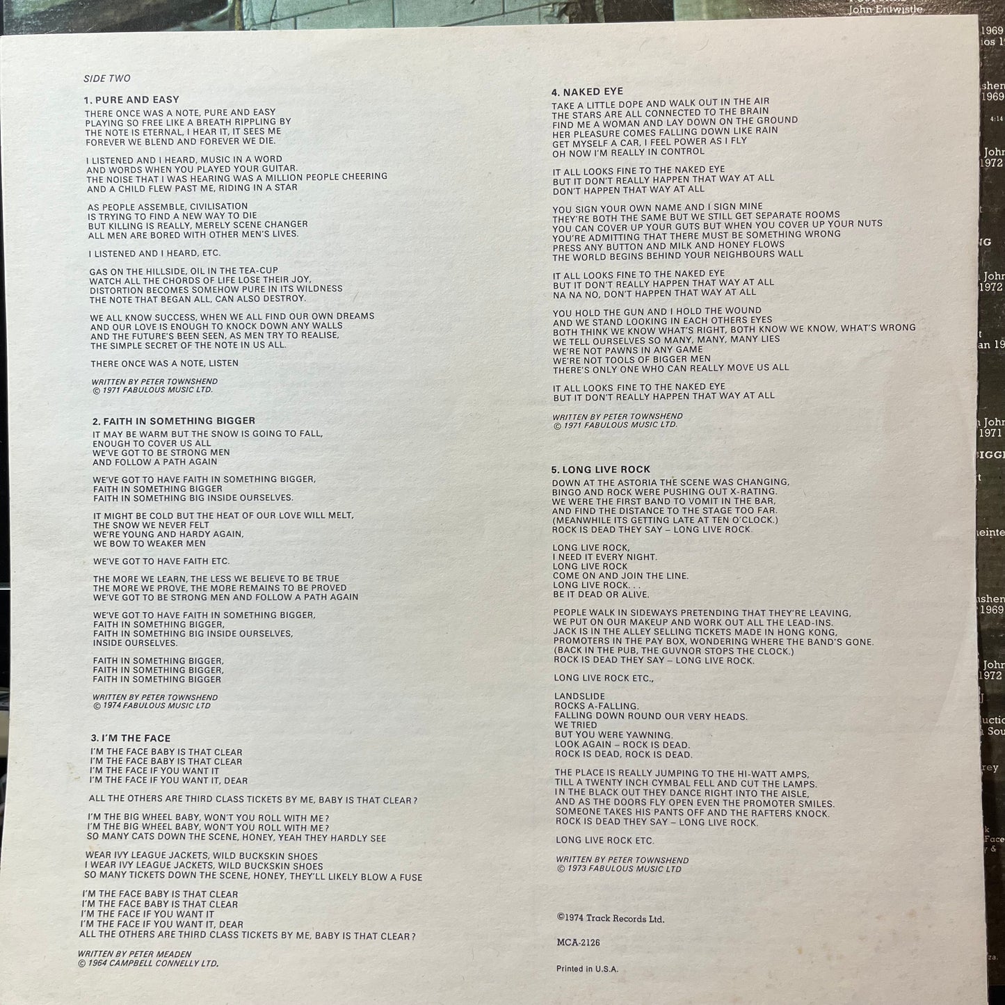 The Who - Odds & Sods (VINYL LP MCA MCA-2126 1974) | USED - ROCK / USED *NEAR MINT*