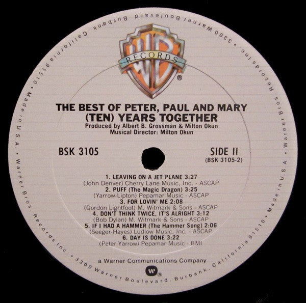 The Best Of Peter, Paul And Mary (Ten) Years Together (VINYL) | Near Mint (NM) Excellent+ (EX+) - ROCK / USED *NEAR MINT*